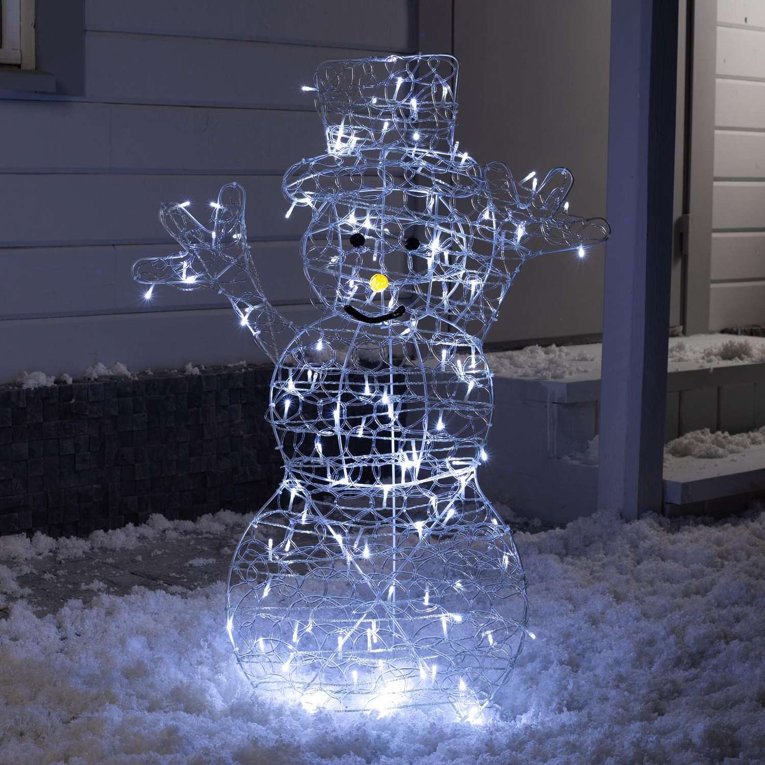 Светодиодная фигура Sima-Land «Снеговик» 65×90×20 см металл 31 В свечение белое - фото 1