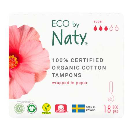 Тампоны Naty super 18 шт 3 капли