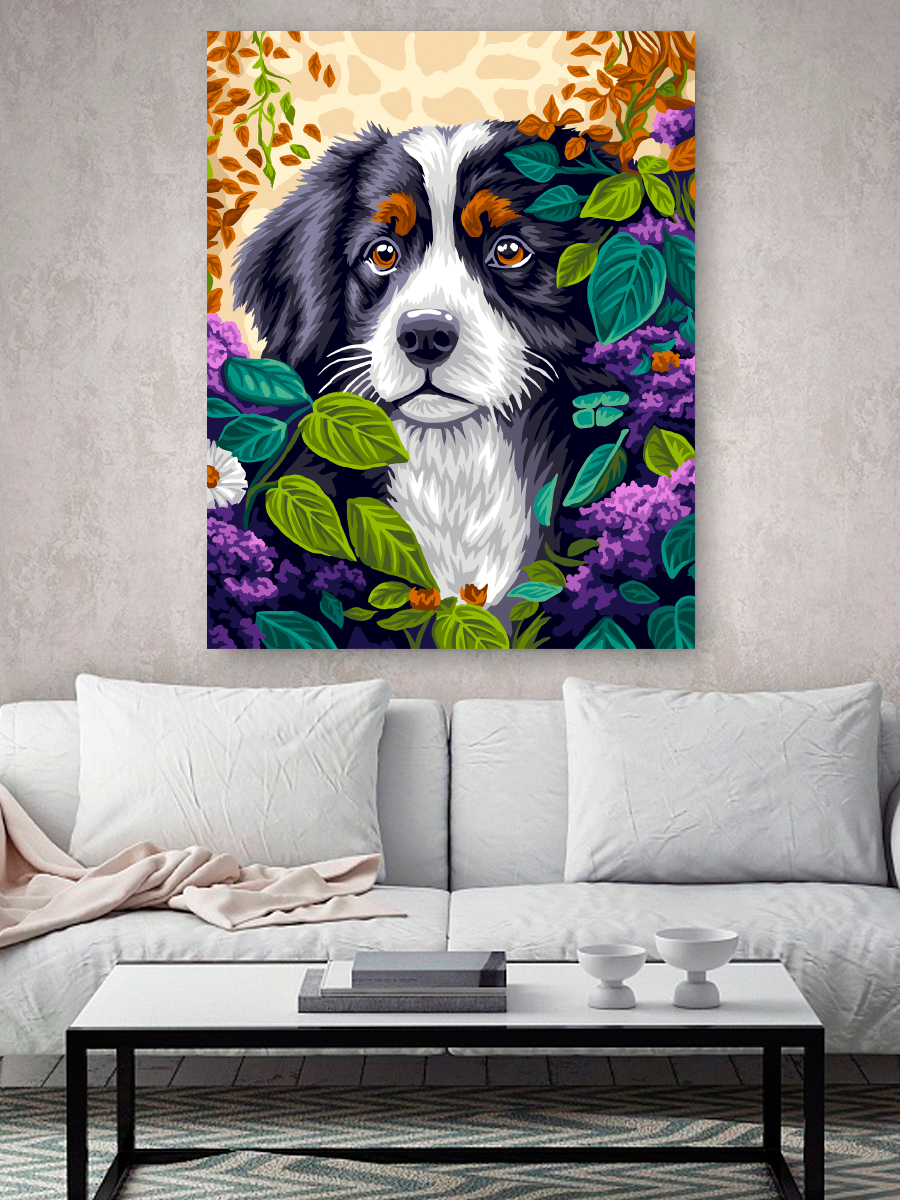 Картина по номерам Hobby Paint Пёсик в цветах в ассортименте - фото 3