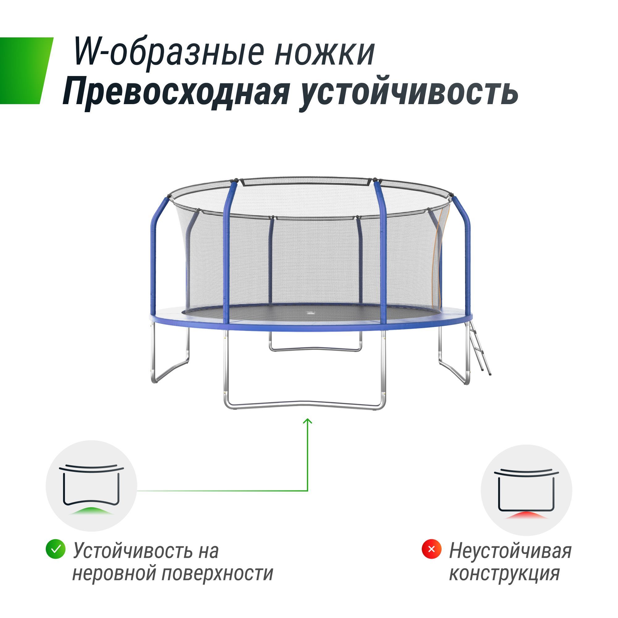 Батут каркасный supreme basic UNIX line 14 ft Blue диаметр 427 см до 160 кг диаметр прыжковой зоны 370 см - фото 4