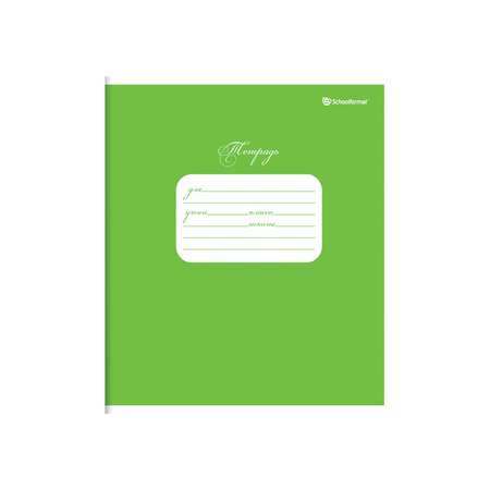 Тетрадь SCHOOLFORMAT 12 листов частая косая линейкаия Зеленая мелованный картон ВД-лак