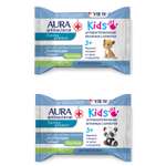 Салфетки влажные AURA Antibacterial kids 15шт в ассортименте