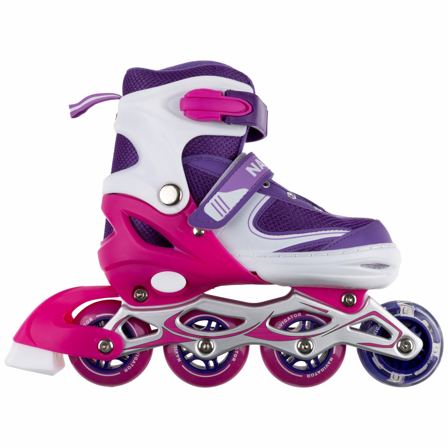 Ролики Navigator детские раздвижные 30 - 33 размер с защитой и шлемом розовый - фото 7