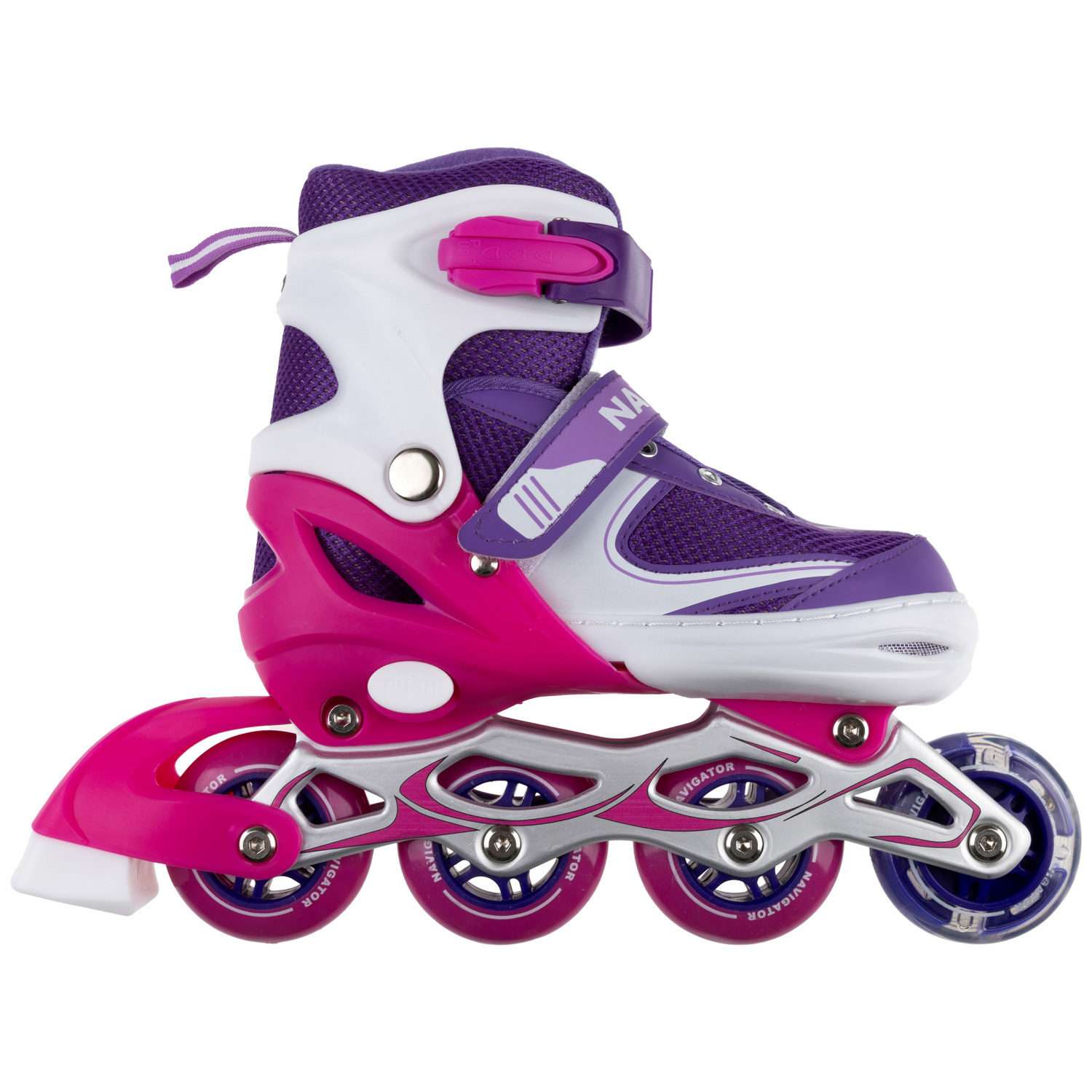Ролики Navigator детские раздвижные 30 - 33 размер с защитой и шлемом розовый - фото 7
