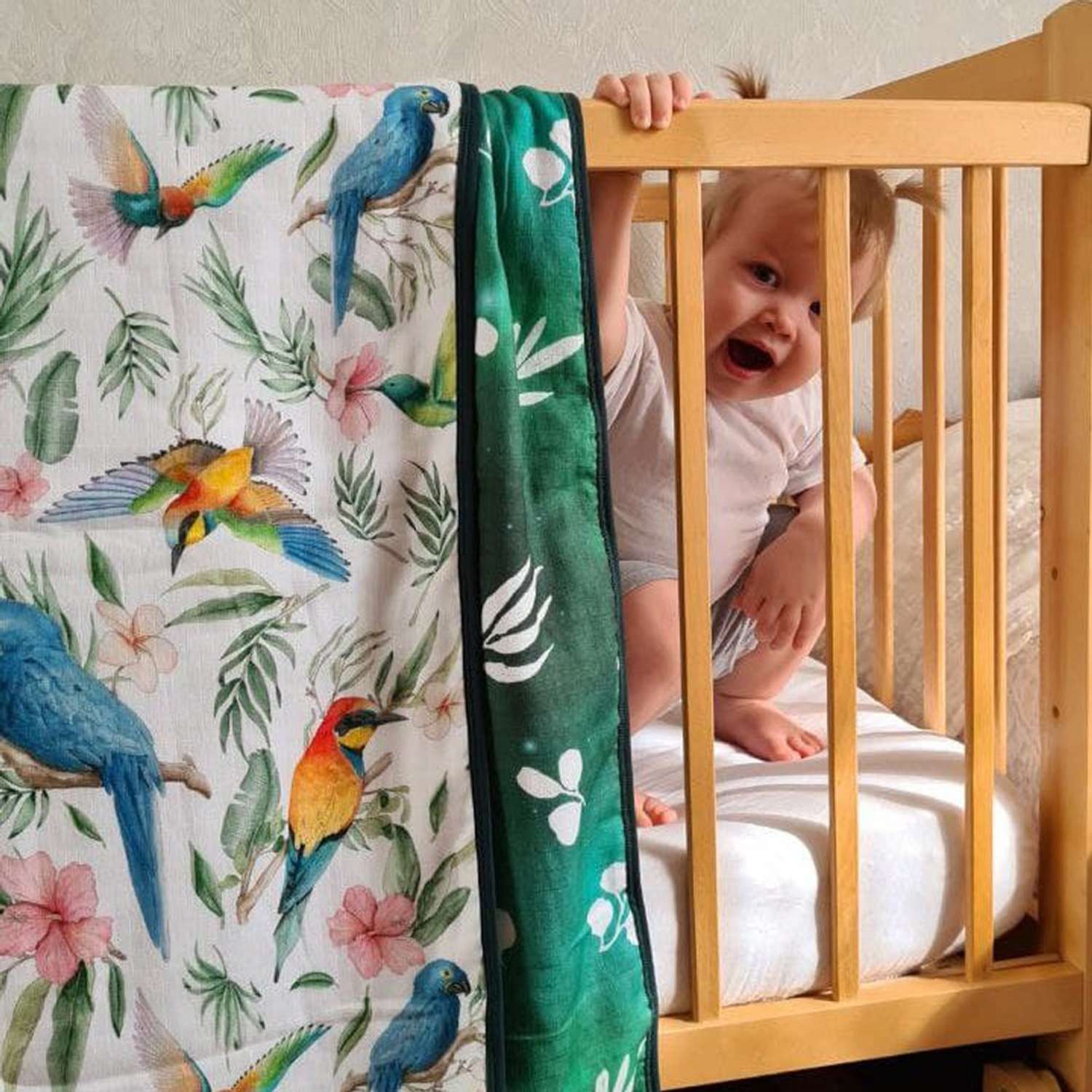 Плед-одеяло Adam Stork для новорожденного 4 слоя муслина 118х118 см - фото 4