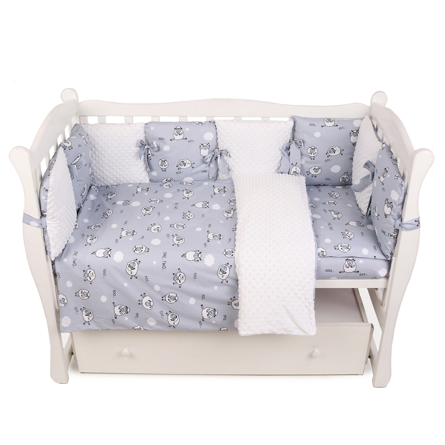 Комплект постельного белья Amarobaby Exclusive Soft Collection 101 Барашек 7предметов Серый - фото 3