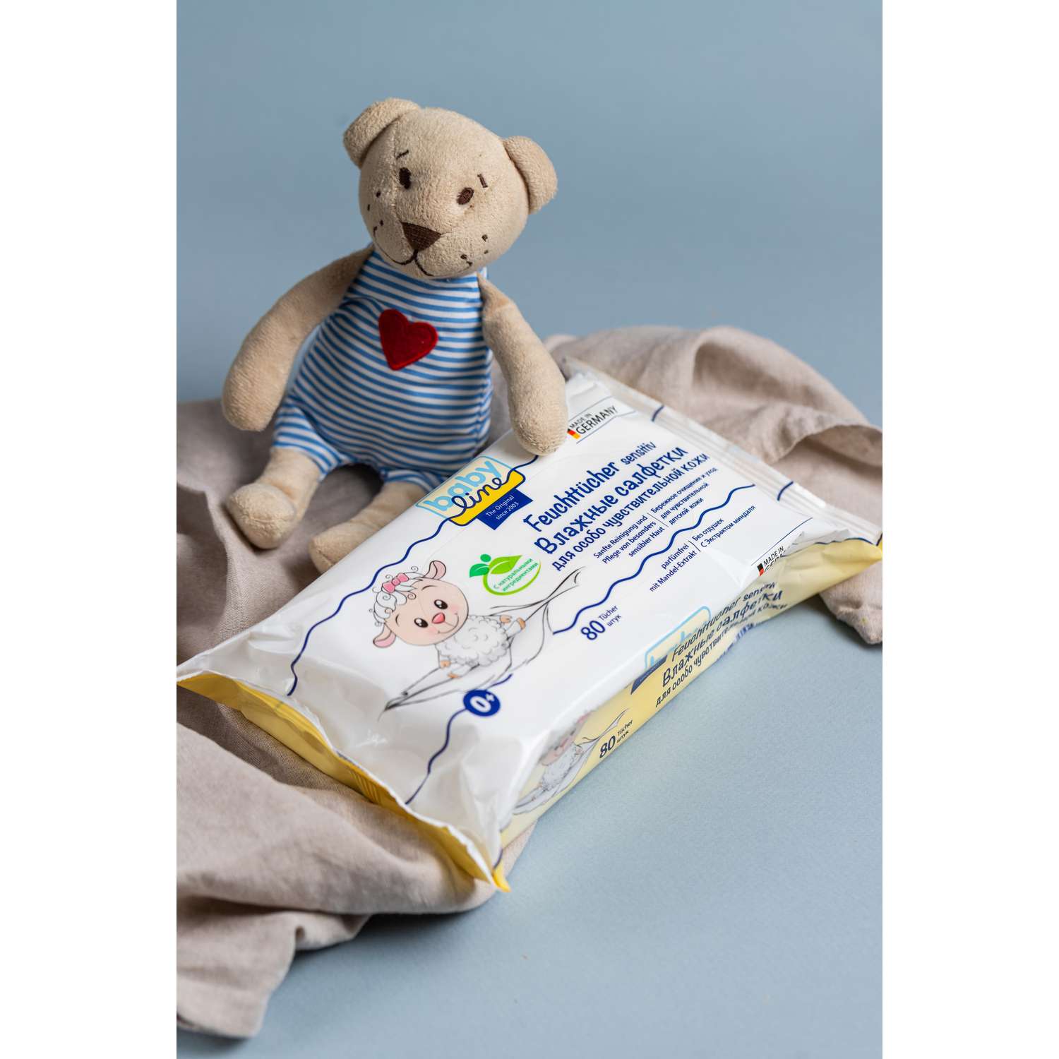 Влажные салфетки Baby line для чувствительной кожи без отдушек с экстрактом миндаля 80 шт - фото 4