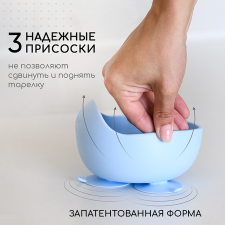 Набор для кормления Miyoumi силиконовый 9 предметов-Baby-blue