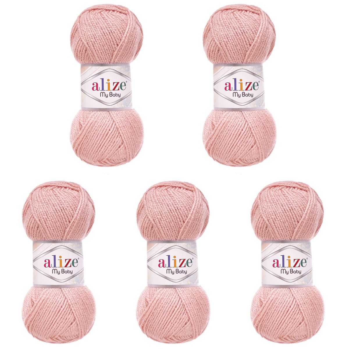 Пряжа для вязания Alize my baby 50 г 150 м акрил мягкая гипоаллергенная 161 пудра 5 мотков - фото 6