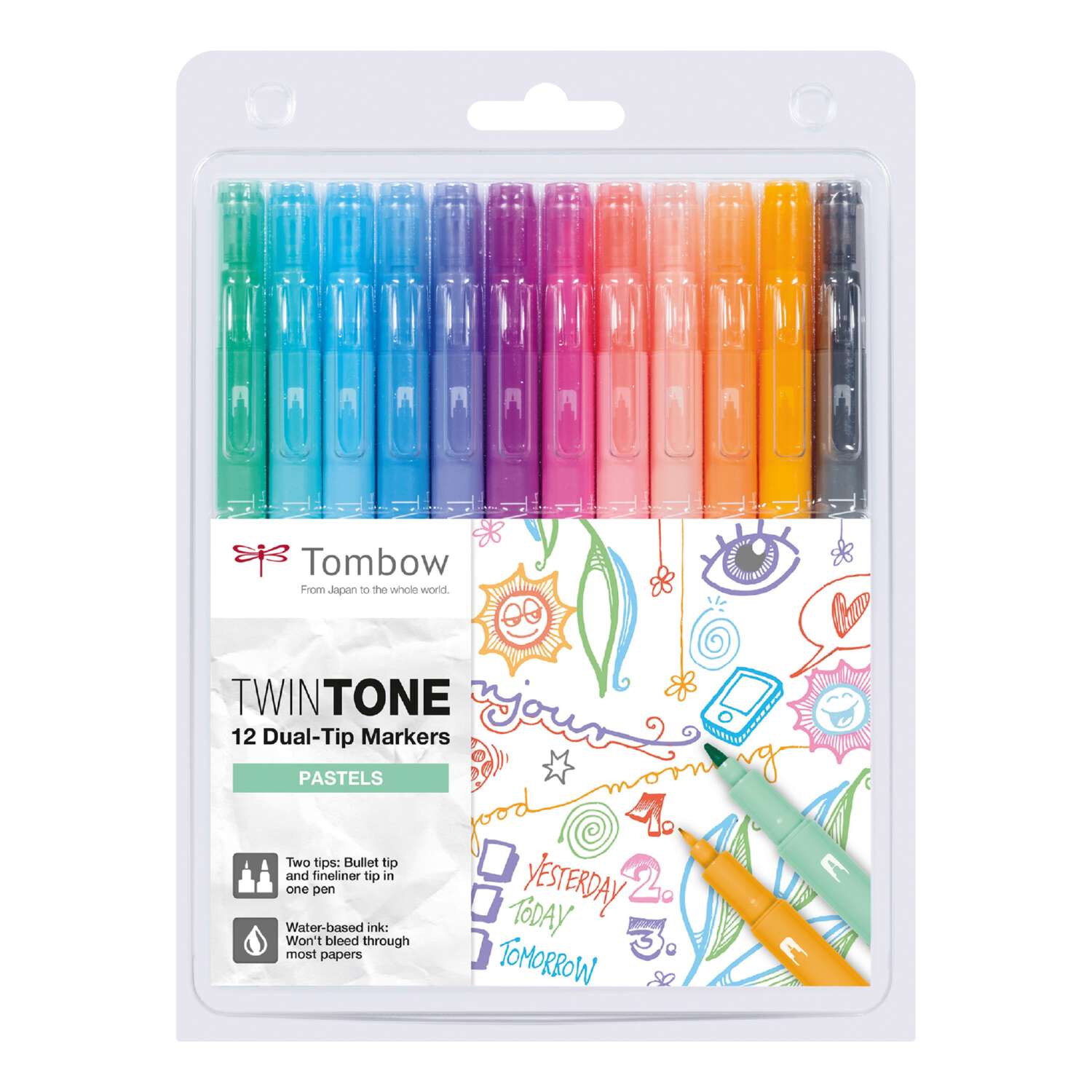 Набор маркеров Tombow TwinTone Pastels пастельные тона 12шт - фото 1