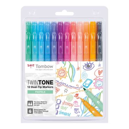 Набор маркеров Tombow TwinTone Pastels пастельные тона 12шт