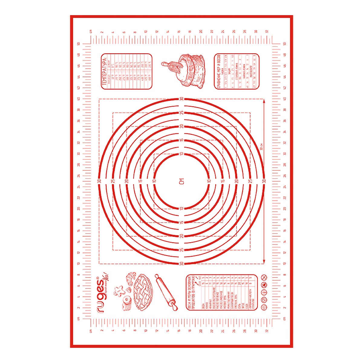 Набор ковриков RUGES для раскатки и выпечки теста красный - фото 3