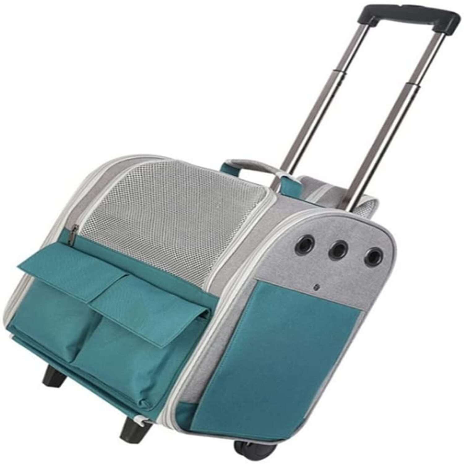 Рюкзак-тележка для животных ZDK Travel Comfort серая с зеленым - фото 3