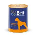 Корм для собак Brit 850г с говядиной и печенью консервированный