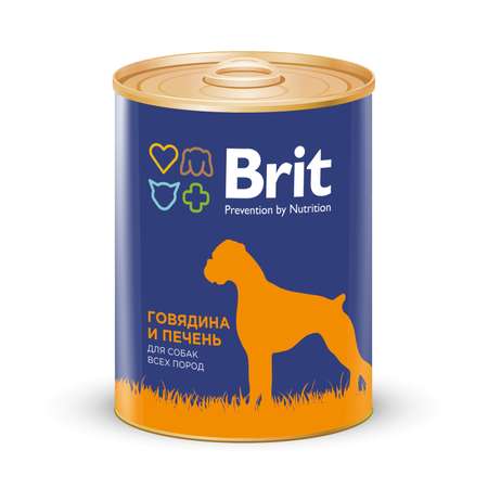 Корм для собак Brit 850г с говядиной и печенью консервированный