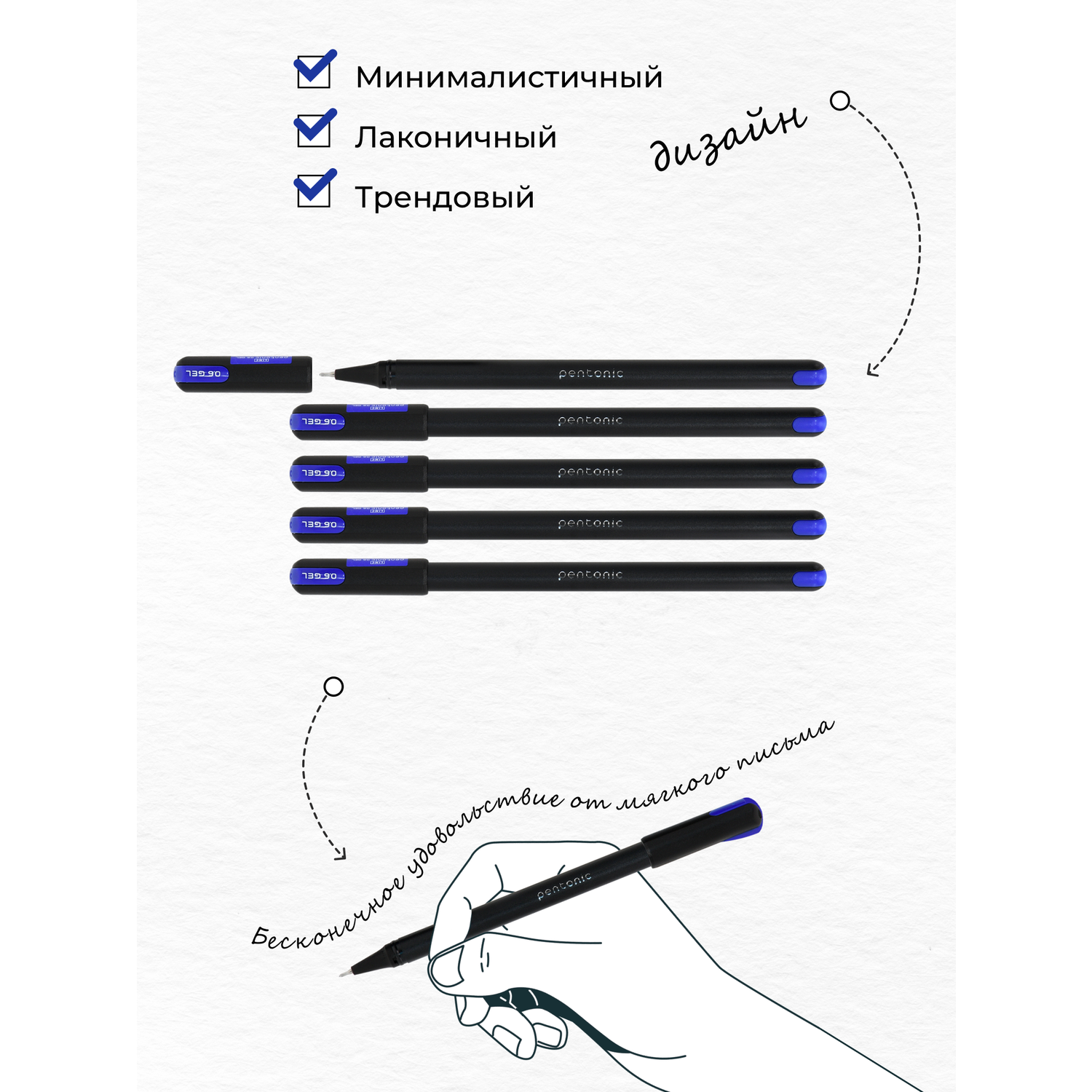 Ручка LINC гелевая синяя набор 12 штук для школы и офиса - фото 6