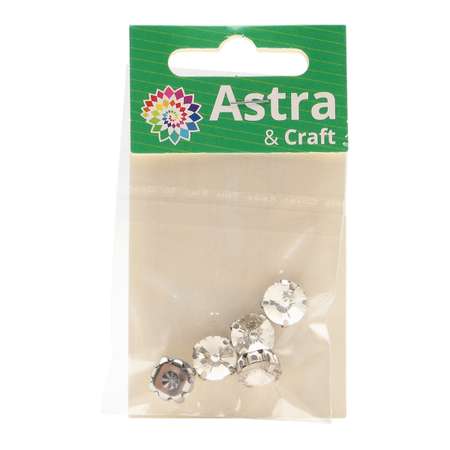 Хрустальные стразы Astra Craft в цапах круглой формы для творчества и рукоделия 10 мм 5 шт белый