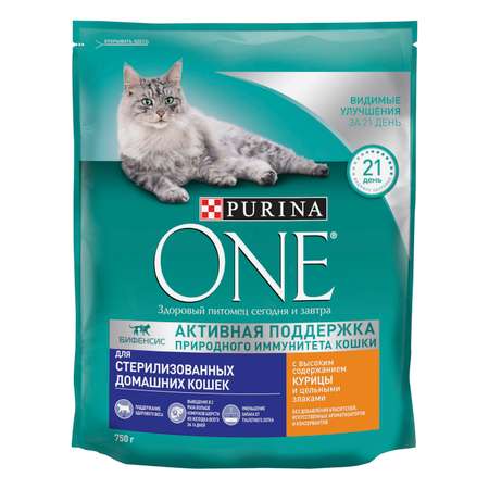 Корм для кошек Purina One стерилизованных курица-цельные злаки 750г