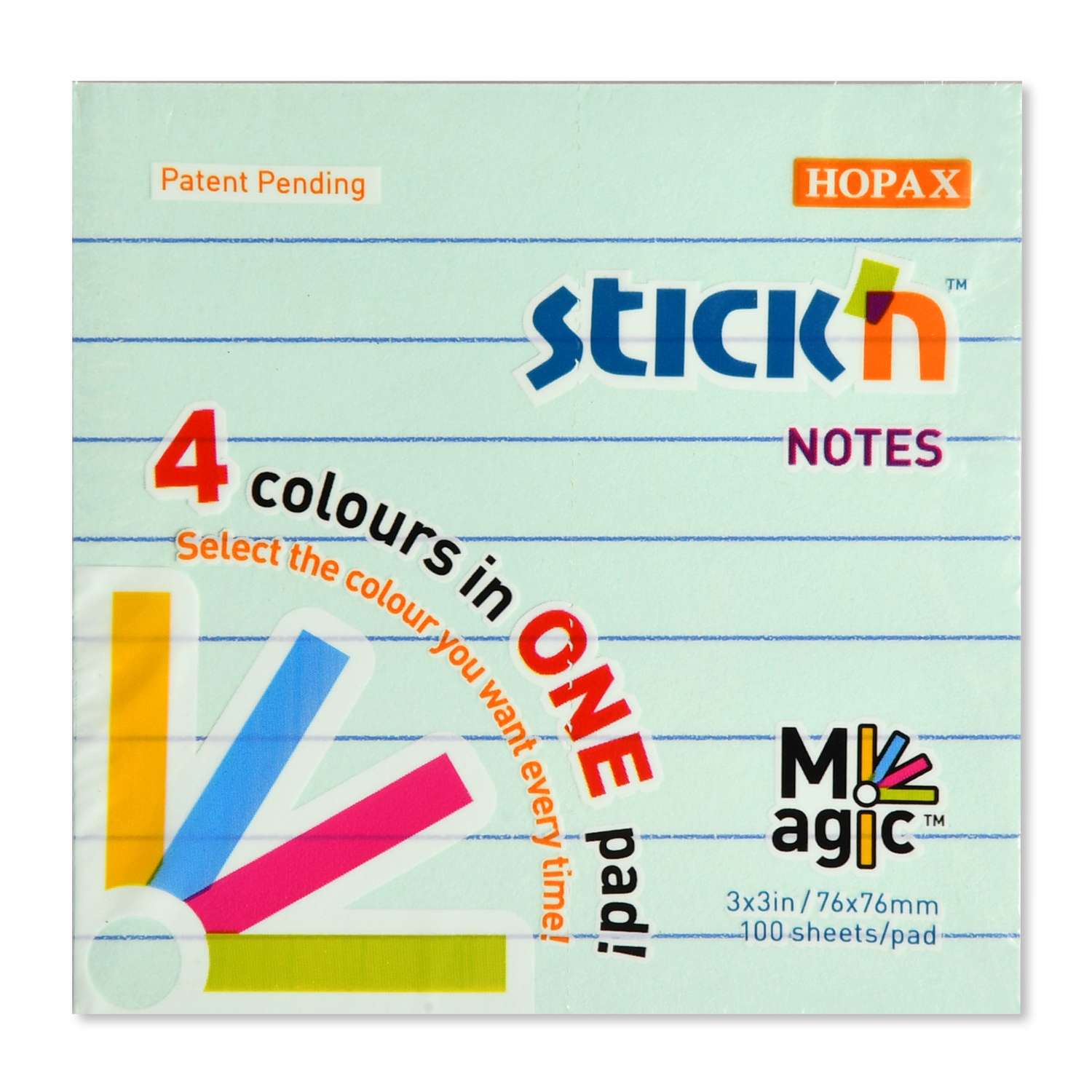Блок бумажный HOPAX Magic самоклеящийся 100л пастель 4 цвета - фото 2