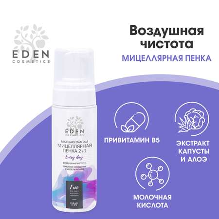 Пенка для умывания EDEN мицеллярная 2 в 1 150 мл