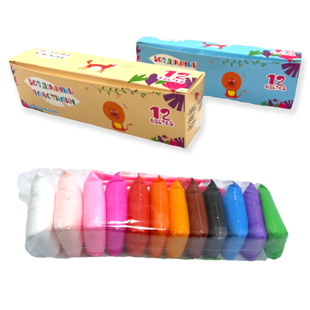 Воздушный пластилин Парам-пампам 12 цветов в подарочной упаковке с инструментами и глазками