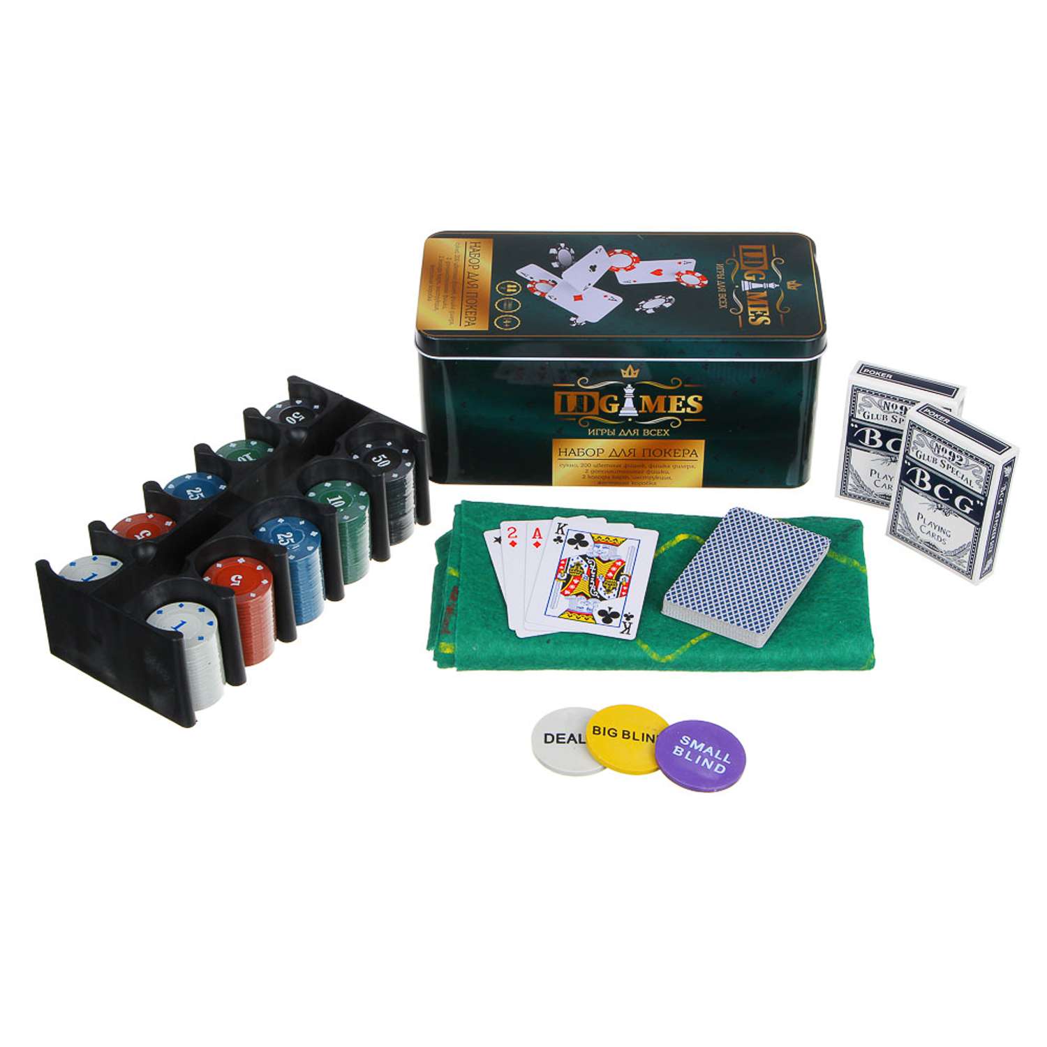 Игра настольная LDGames Покерный набор в жестяной коробке - фото 1