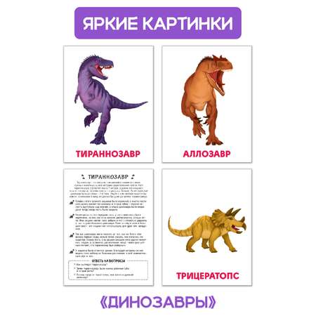 Карточки Проф-Пресс обучающие 3 комплекта по 16 шт 17х22 см динозавры+тело человека+транспорт