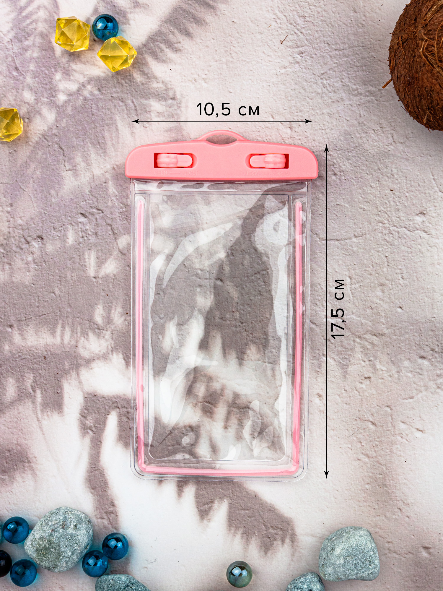 Чехол Good Sale Водонепроницаемый для телефона розовый 17.5х10.5 см - фото 2