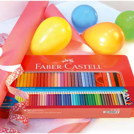 Карандаши цветные FABER CASTELL Grip 48цветов трехгранные заточные 2 чернографитных карандаша Grip ластик точилка