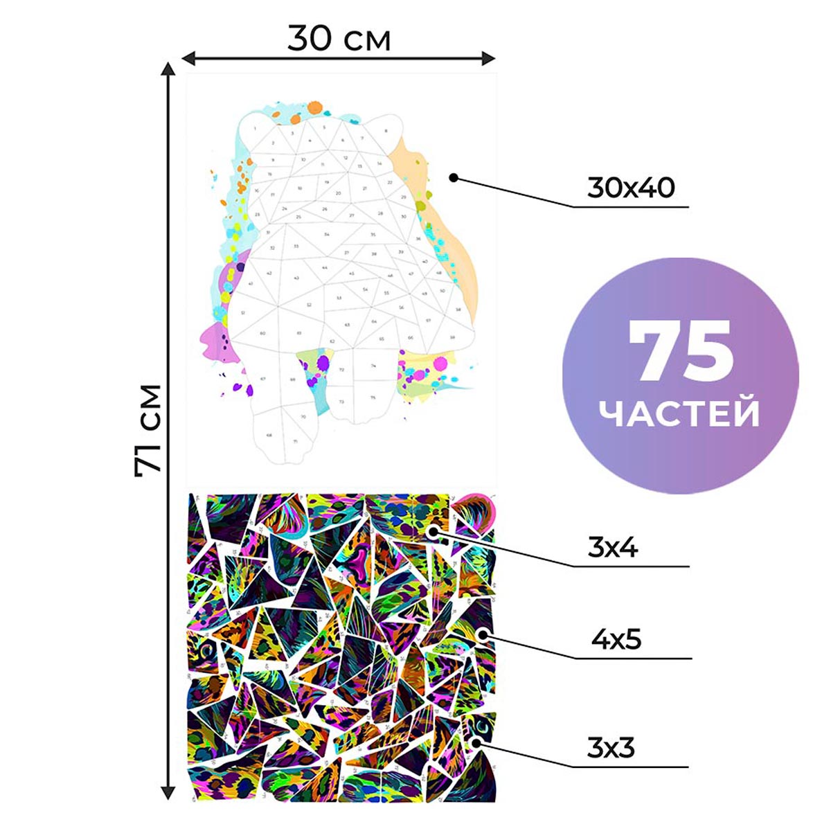 Набор для творчества VEROL Ягуар рисуем наклейками по номерам - фото 2