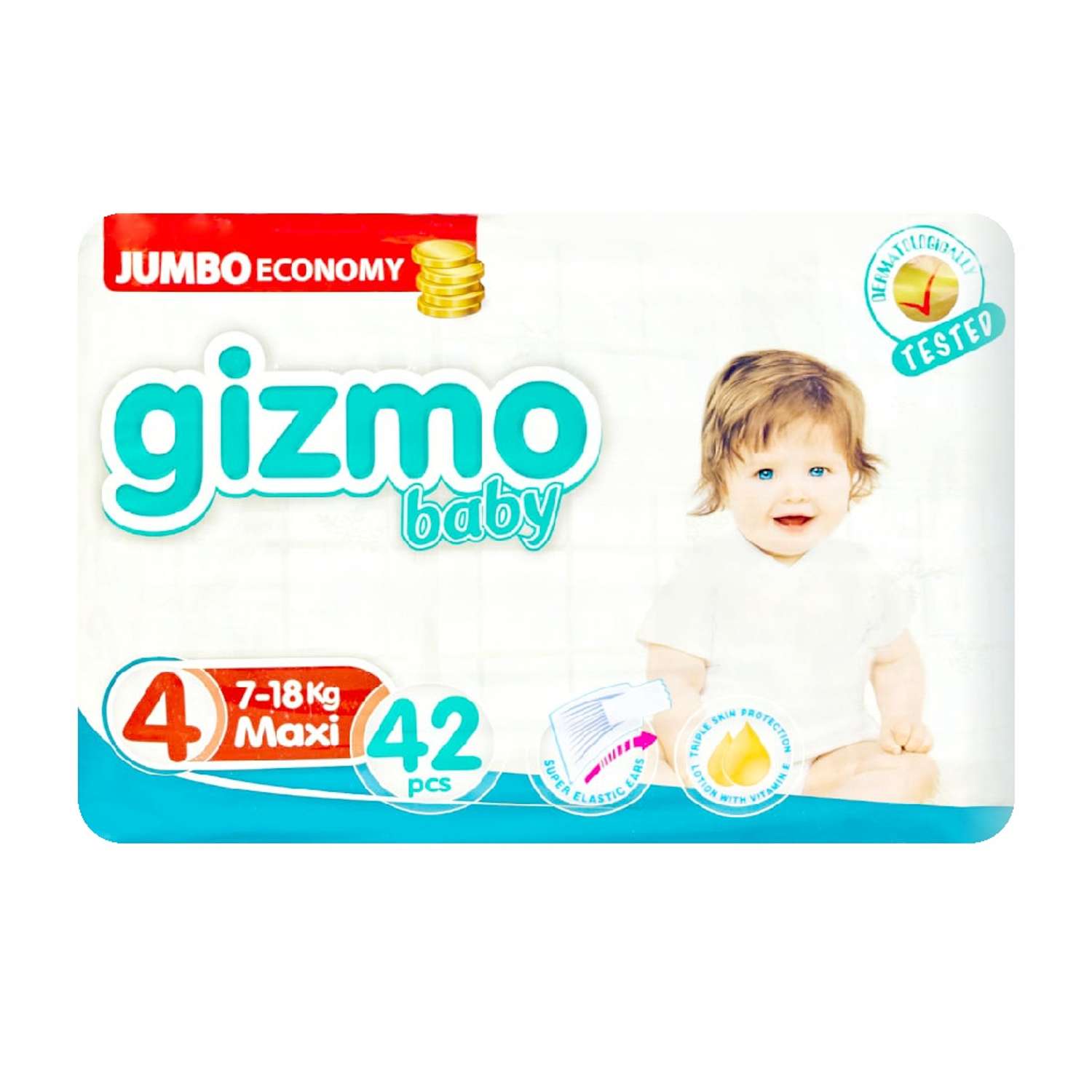 Подгузник одноразовый Gizmo Baby Maxi 4 Jumbo 7-18 кг. 42 шт. - фото 1