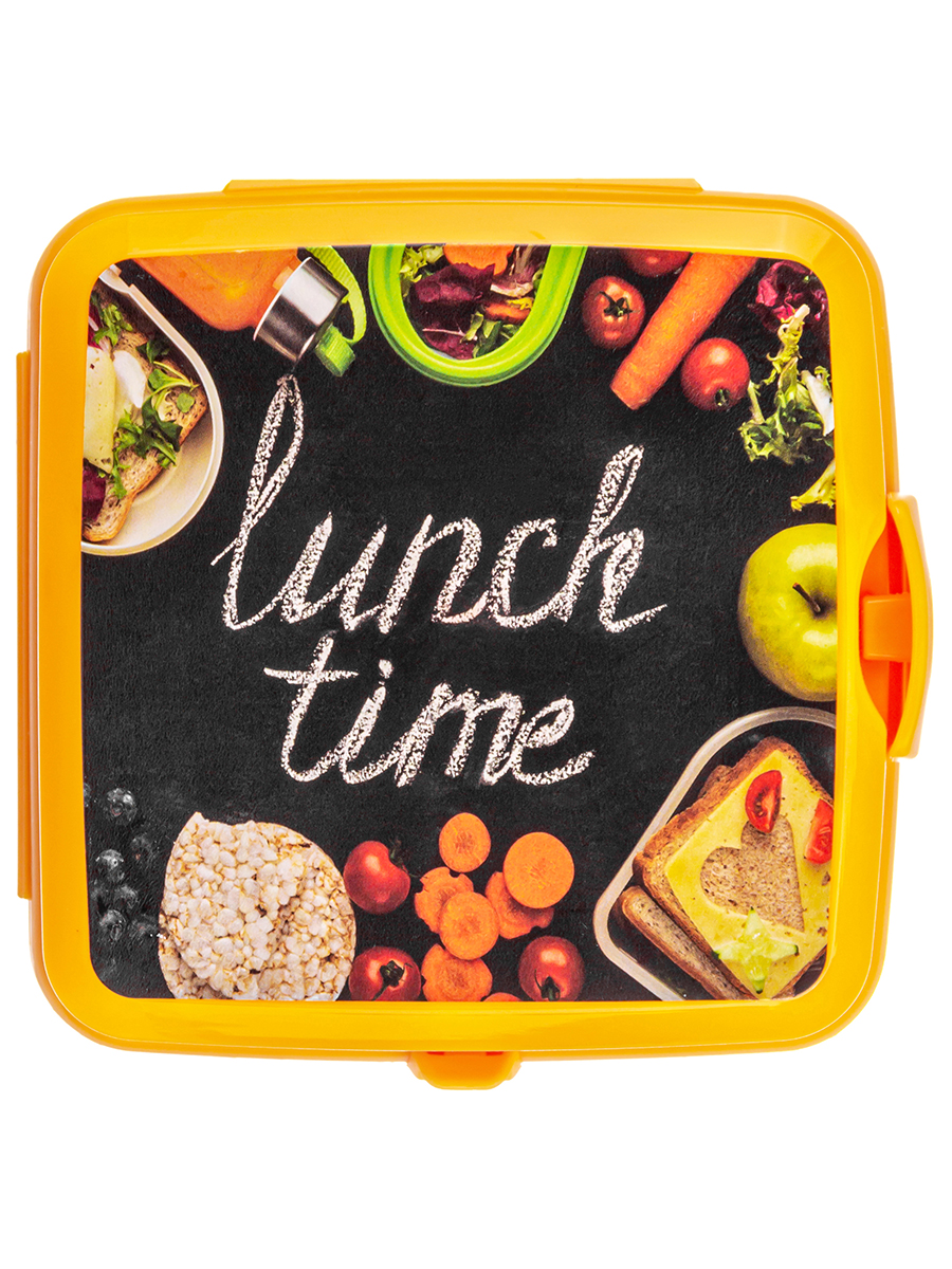 Ланч-бокс El Casa 1.2 л 15х15х9 см Бенто Lunch time. с вилкой и ложкой - фото 7