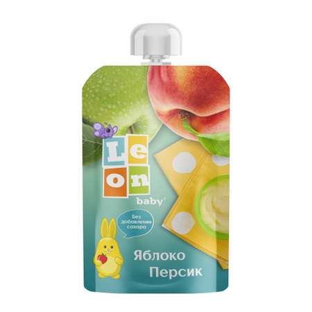 Пюре LEON baby из яблок и персиков 90г с 5месяцев