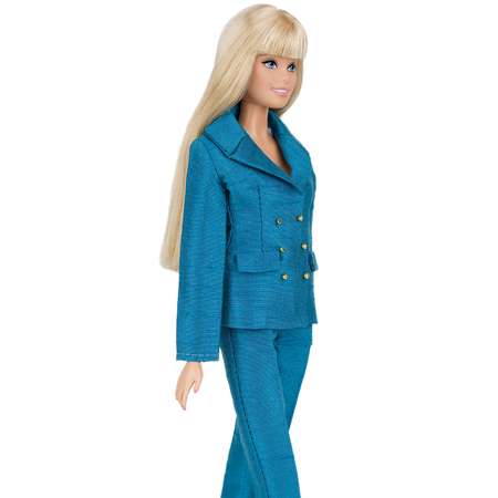 Шелковый брючный костюм Эленприв Аквамарин для куклы 29 см типа Барби