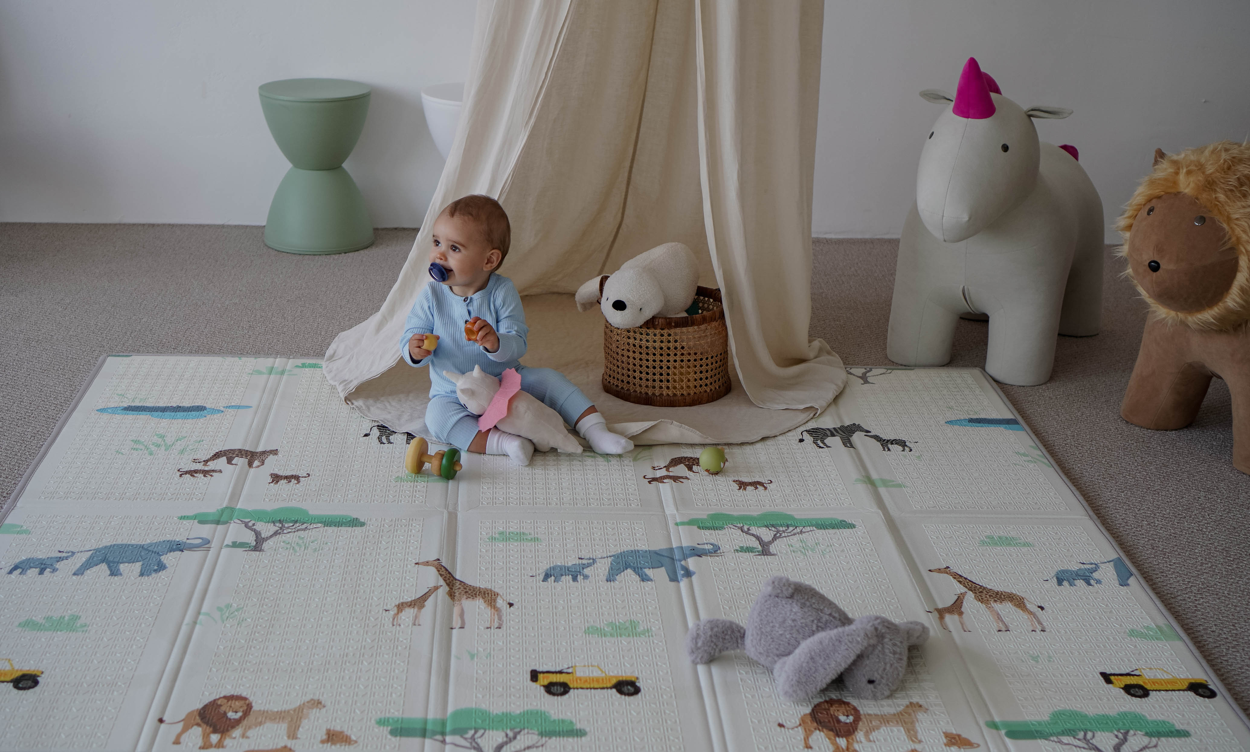 Детский коврик MIKMEL Premium складной игровой развивающий двусторонний для ползания 180х200 см Сафари Геометрия - фото 11