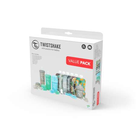 Комплект 16 предметов Twistshake цвет: Blue / Green / Grey