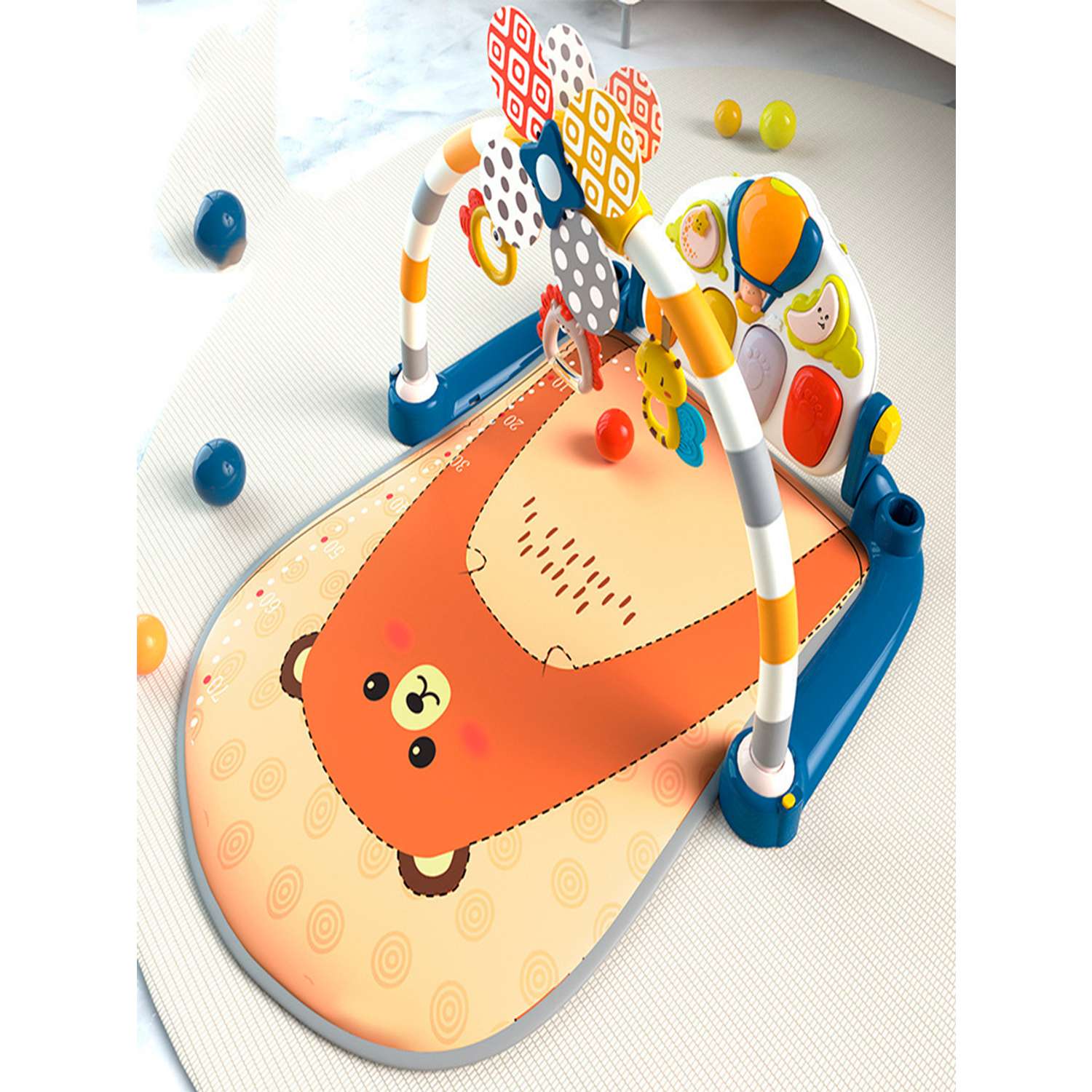 Игровой детский коврик SHARKTOYS со светом музыкой погремушкой фортепиано - фото 4