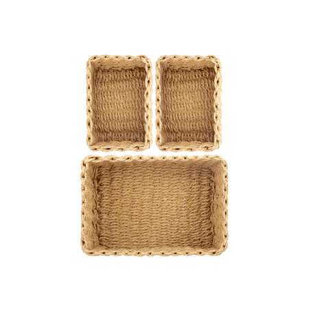 Набор 3-х плетеных корзинок Elan Gallery Парнау соломенный