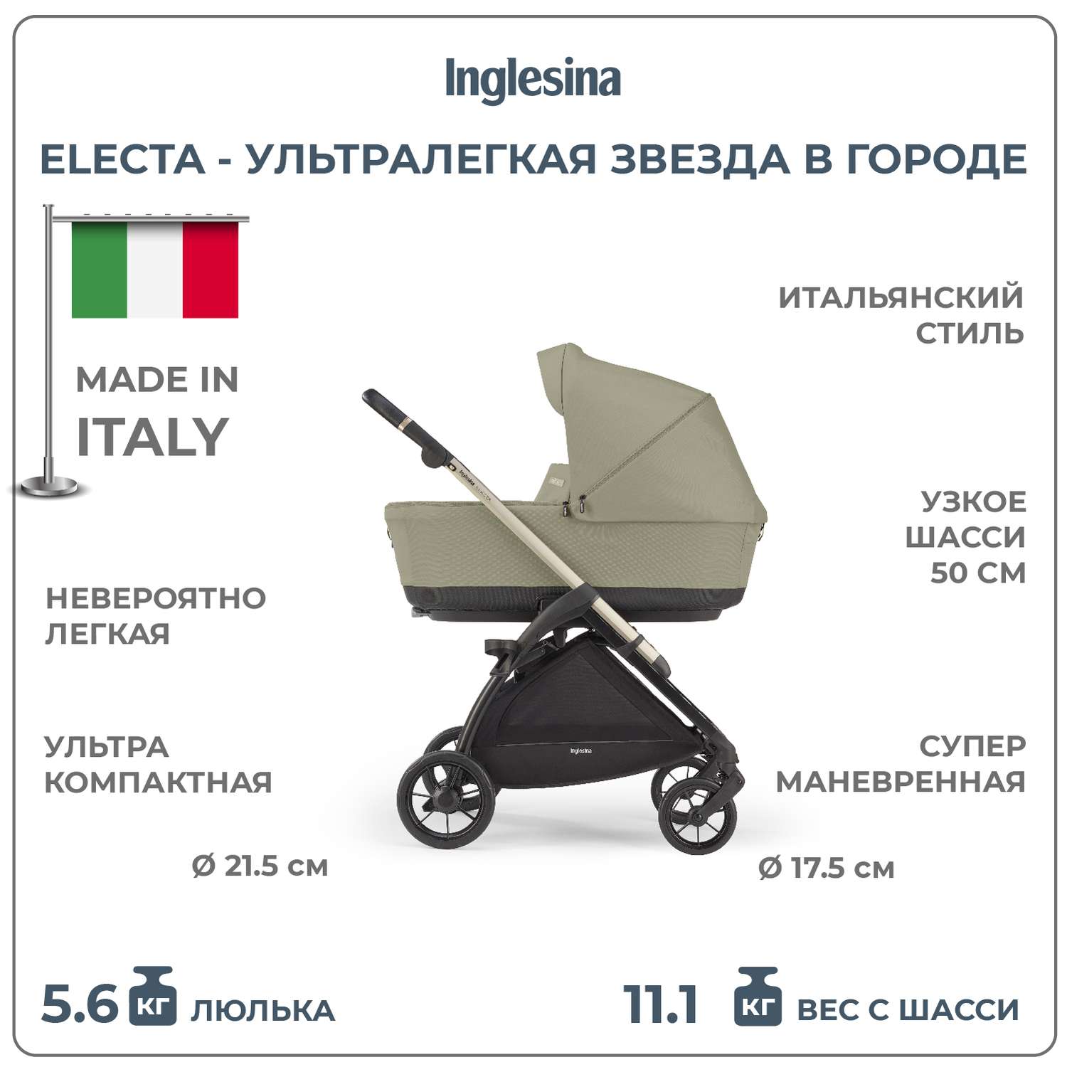 Коляска 2 в 1 INGLESINA Electa System Duo Цвет Nolita Beige - фото 2