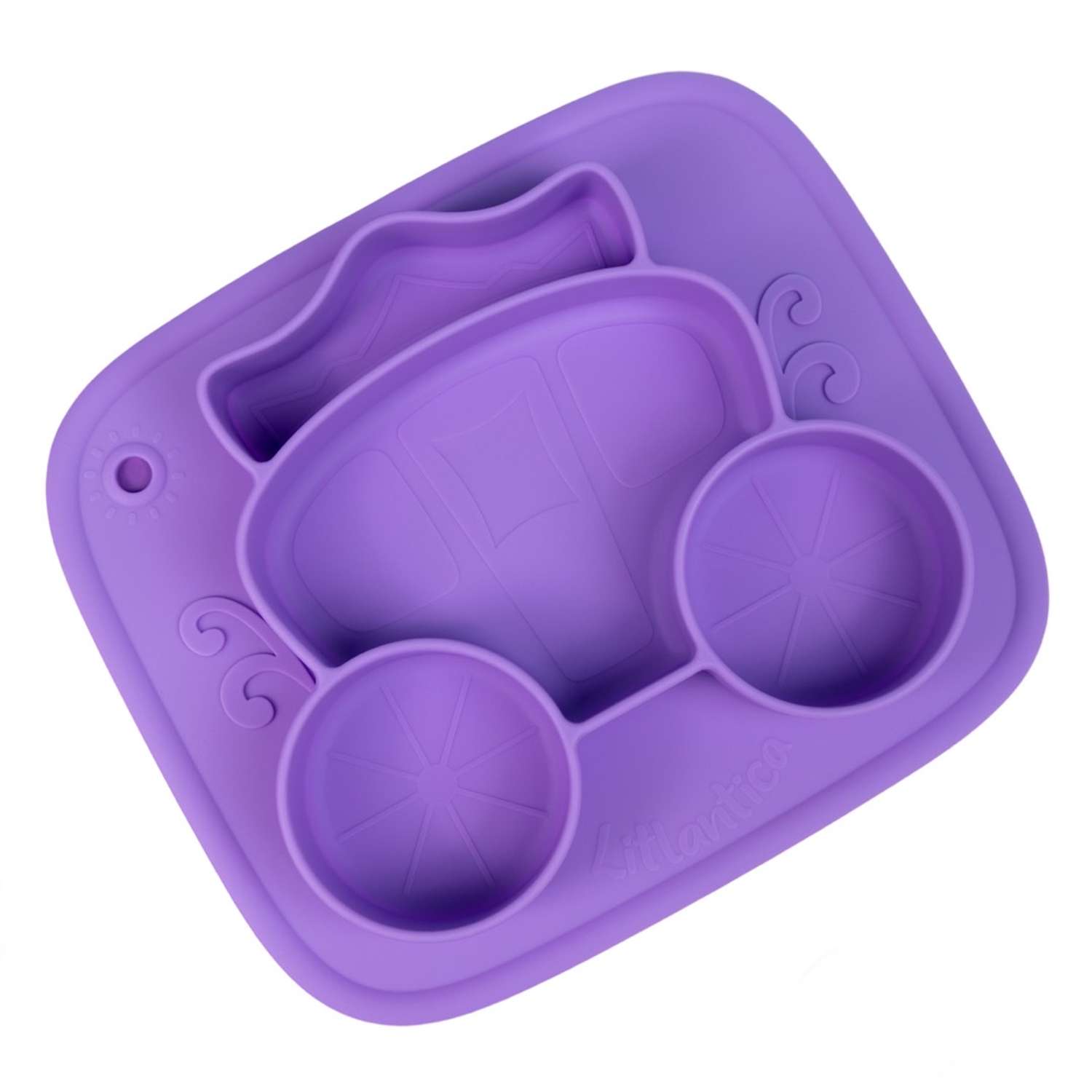 Cиликоновая тарелка присоска Litlantica карета фиолетовая - фото 1