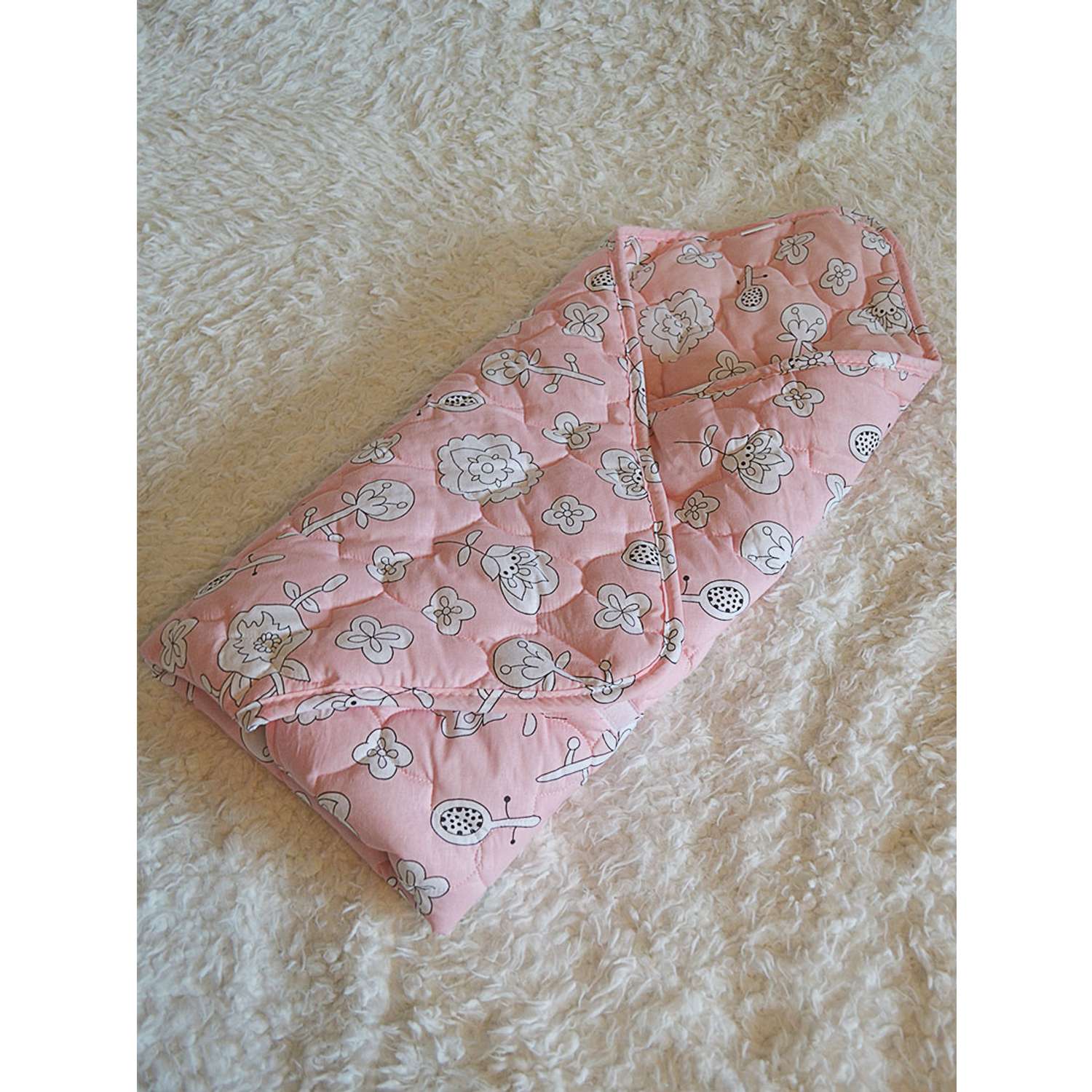 Конверт-одеяло малышу розовое Засыпашки утепленное с застежкой хлопок 100% - фото 1