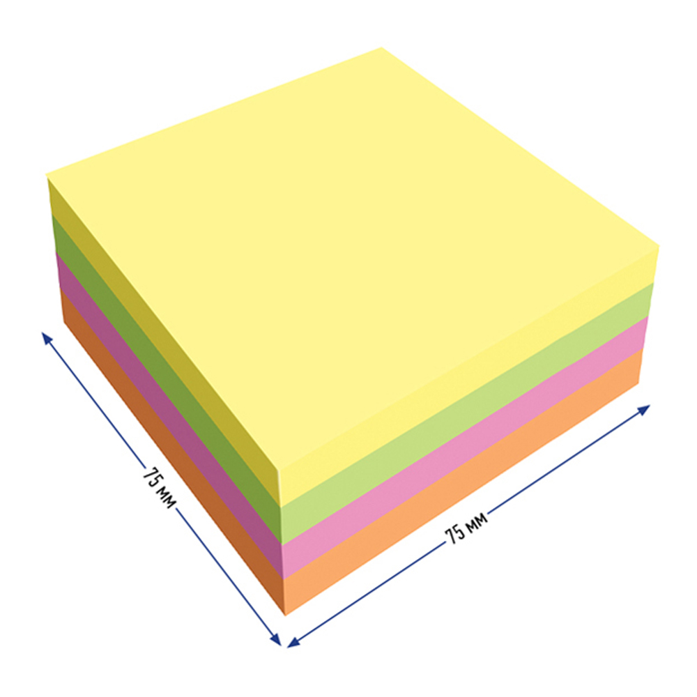 Самоклеящийся блок BERLINGO Ultra Sticky 75*75мм 320л 4 неоновых цвета - фото 3