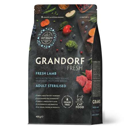 Корм для кошек GRANDORF FRESH 0.4 кг ягненок (для стерилизованных и кастрированных)