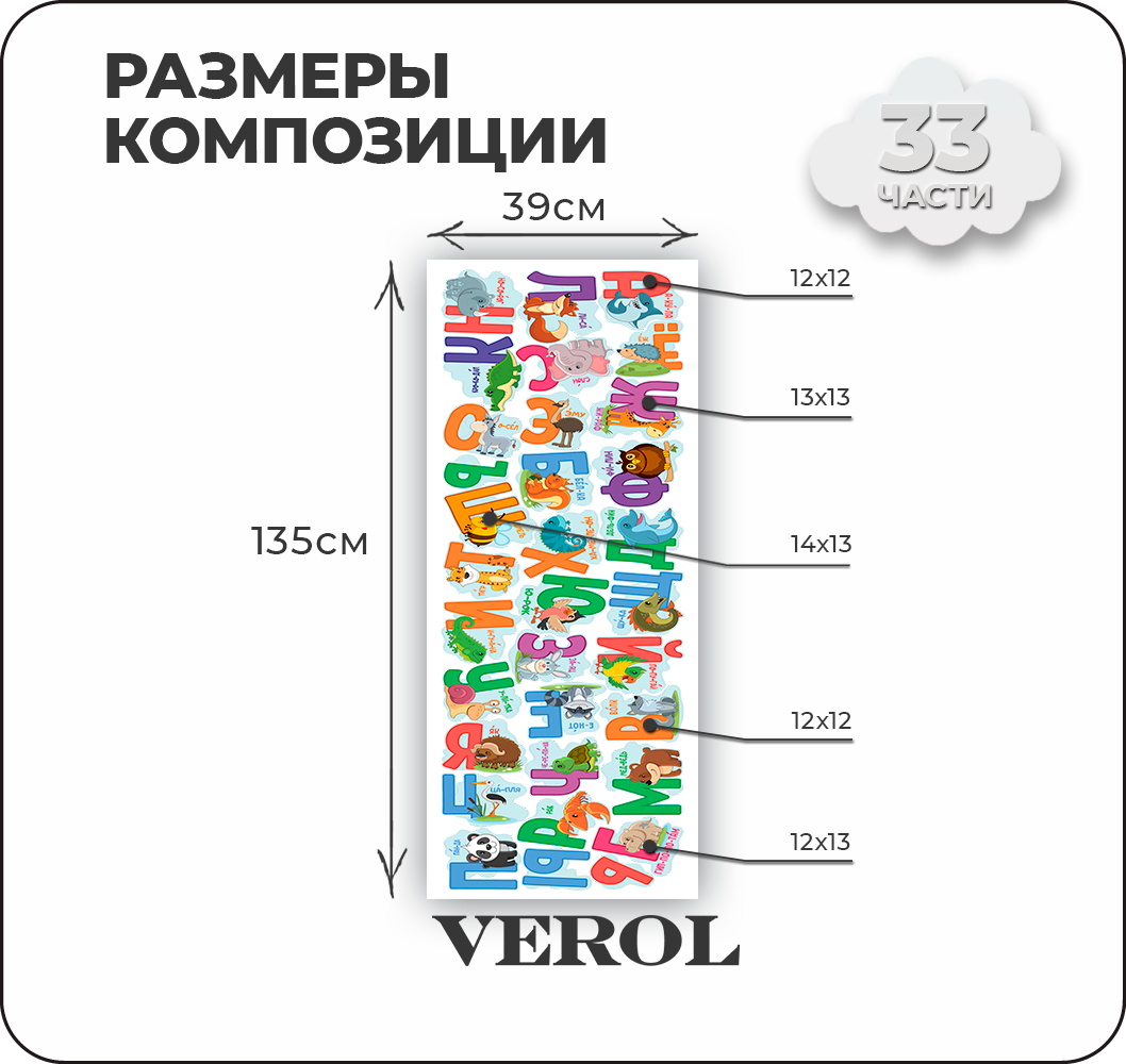 Наклейки интерьерные VEROL Алфавит купить по цене 476 ₽ в интернет-магазине  Детский мир