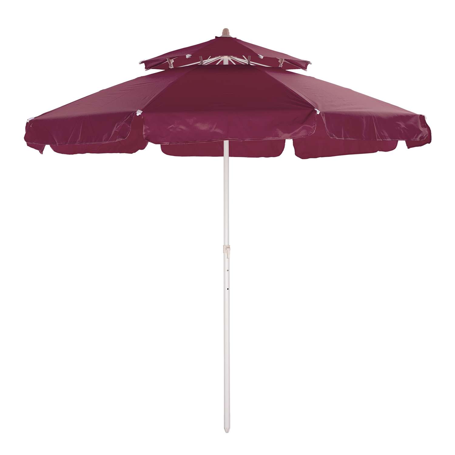 Зонт пляжный BABY STYLE большой от солнца туристический с клапаном 2.15м ткань бахрома бордовый - фото 1