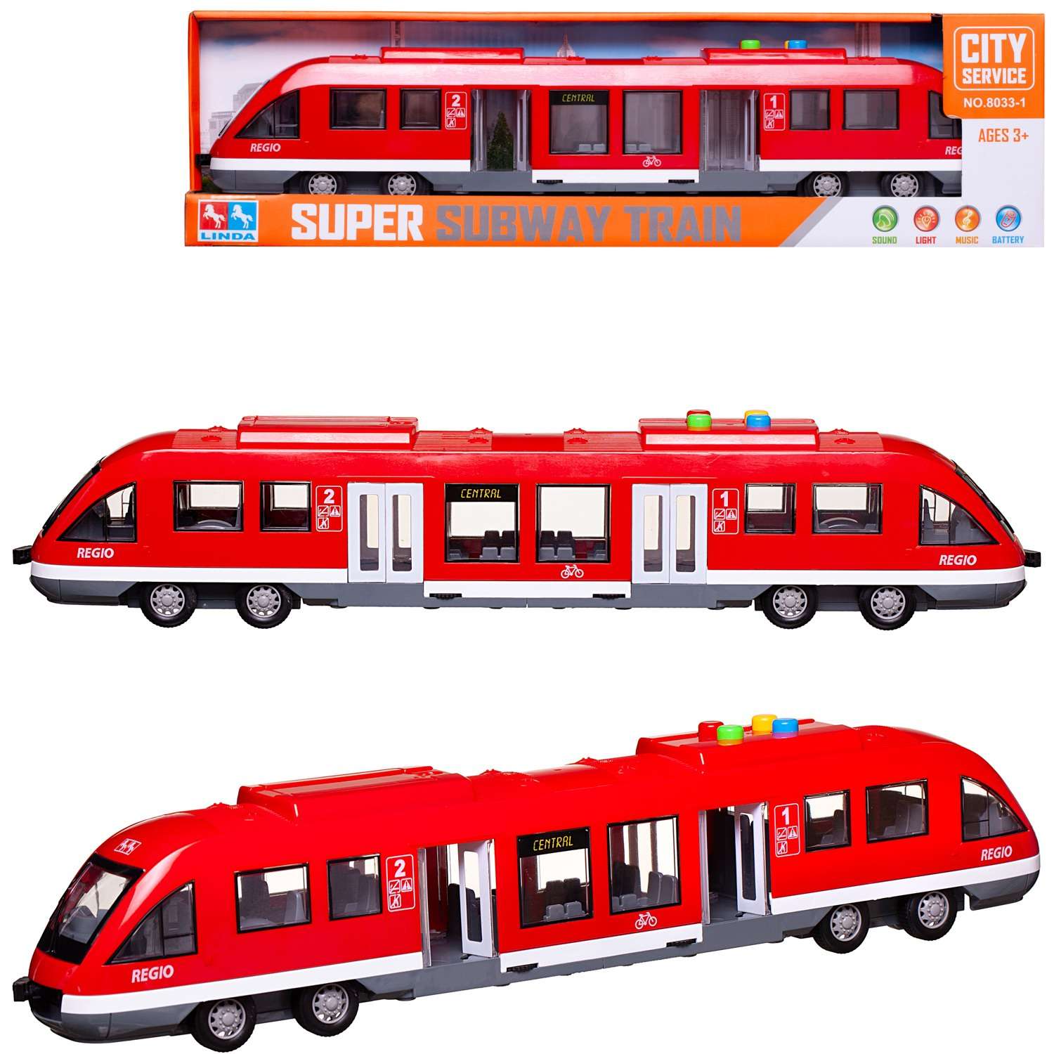 Трамвай ABTOYS фрикционный длина 44 см красный 8033-1/красный - фото 3