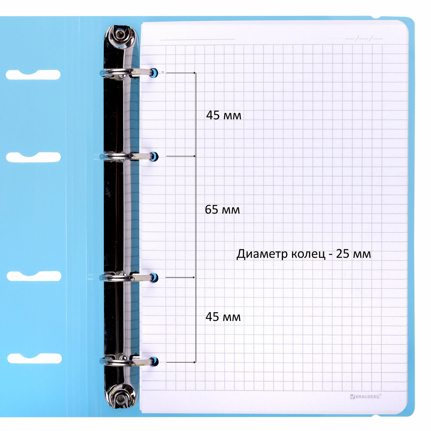 Тетрадь на кольцах Brauberg А5 со сменным блоком 120 листов с резинкой - фото 4