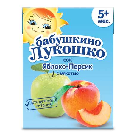 Сок Бабушкино лукошко яблоко-персик с мякотью 200мл с 5месяцев