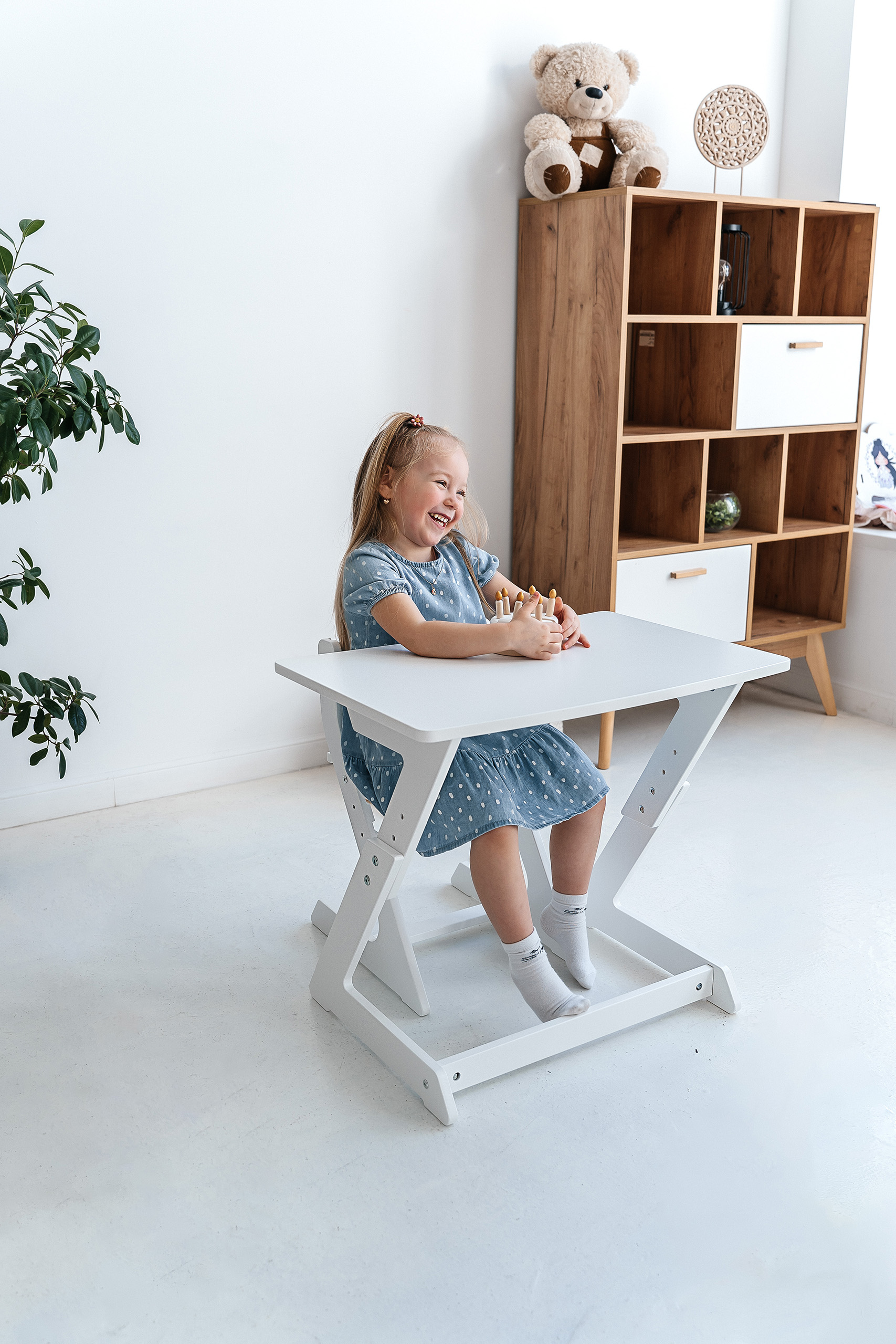 Детский растущий стол и стул Коняша белый - фото 20