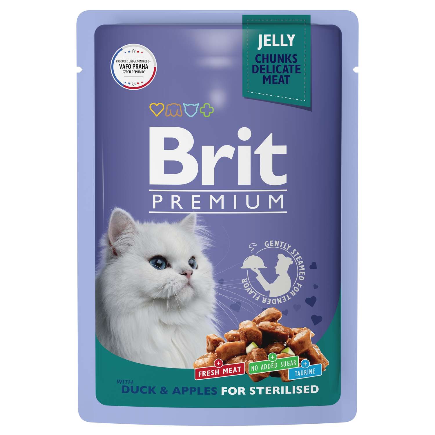 Корм для кошек Brit 85г Premium утка с яблоками в желе - фото 1